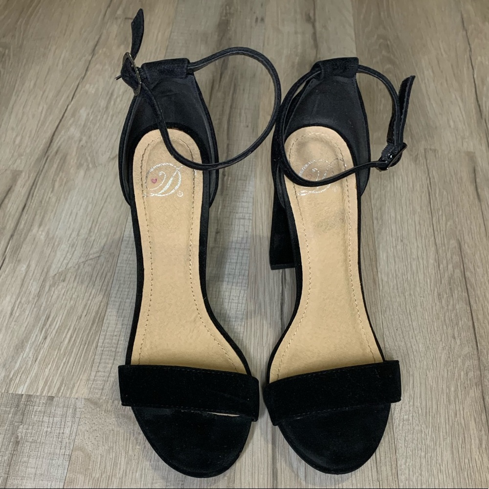 Black suede heels